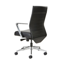 Load image into Gallery viewer, Beniia office furniture - Etano CL conference chair - back angle view - black leather - polished aluminum arms and base - modern office furniture design - beniia.com - chicagoofficechair.com