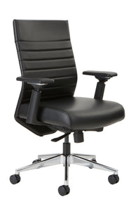 Etano LXT office chair executive black leather horizontal stitching backrest polished aluminum base and armrest details modern design comfy chair beniia.com 