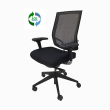Load image into Gallery viewer, SitOnIt office chairs - Focus work chair - black mesh - silver frame - ergonomic features - front 45 view - chicagoofficechair.com - naperville chairs - elmhurst - aurora - schaumburg - northbrook - bolingbrook