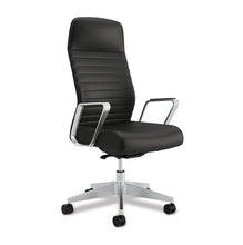 Load image into Gallery viewer, HON office furniture - Merit conference executive office chair - black leather - polished aluminum accents - modern office design - chicago office chair - home office naperville